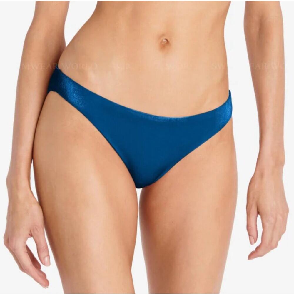 ROBIN PICCONE Roxy Bikini Bottoms Size Large NEW Velour Velvet Blue Swim NWOT
